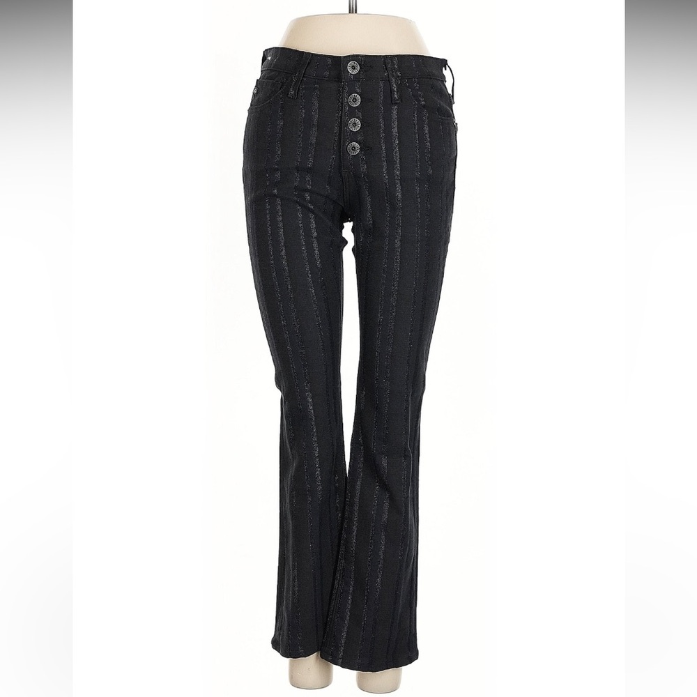 AG Adriano Goldschmied Jeans Womens Farrah Skinny Button Fly Metallic Stripe